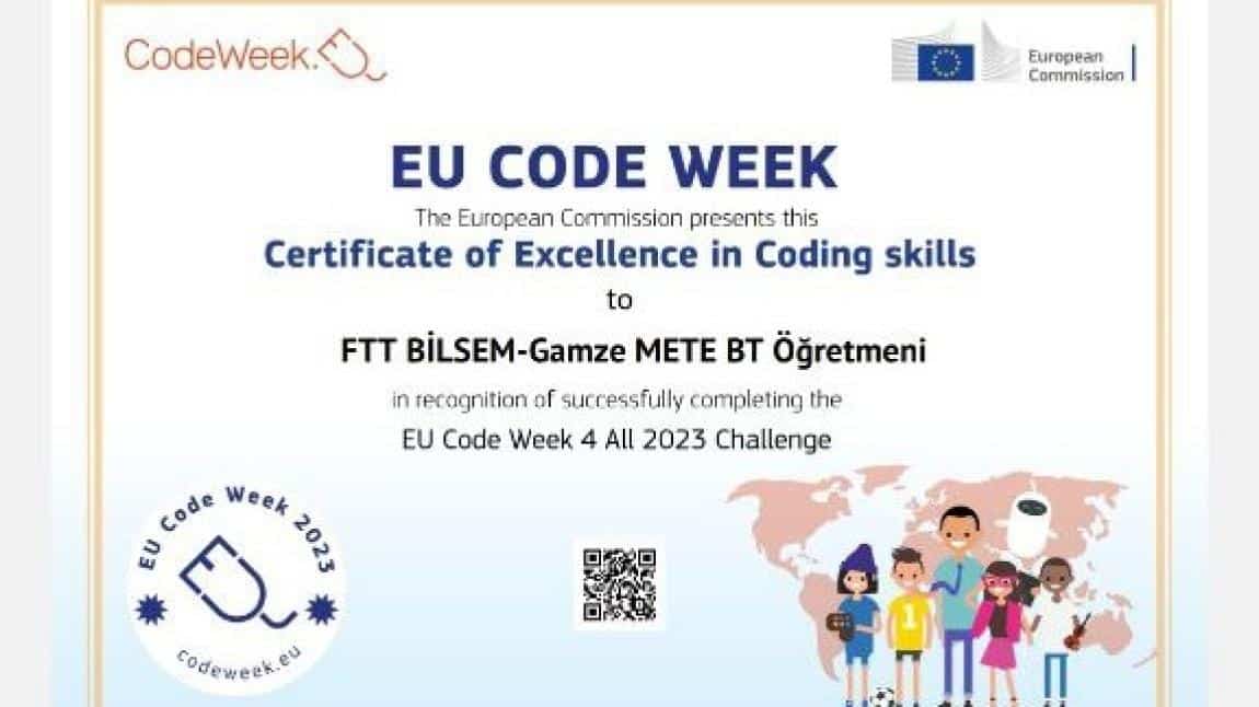 Codeweek (Avrupa Kod Haftası) Mükemmellik Sertifikalarımız